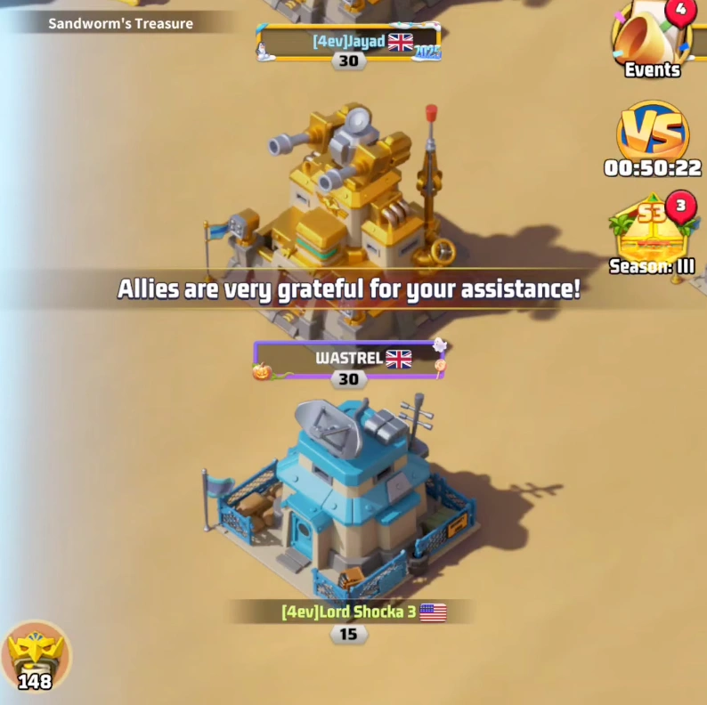 Alliance Territory Buffs providing immunity to giant sandworms in Last War Survival