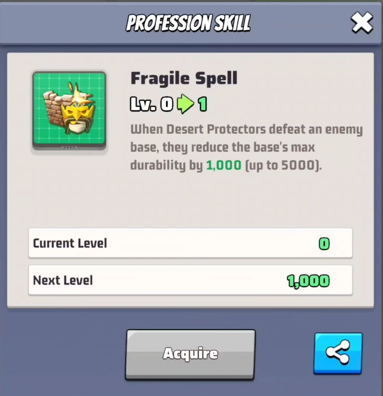 The Fragile Spell skill in the Engineer Profession tree for Last War Survival Season 3.