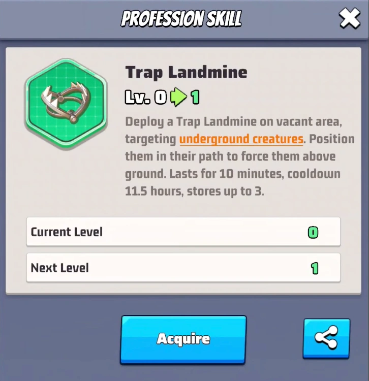 Unlocking Trap Landmine skill in the Engineer profession tree