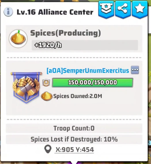 Spice War Alliance Center looting mechanics showing 10 percent spice loss in Last War Survival Season 3.