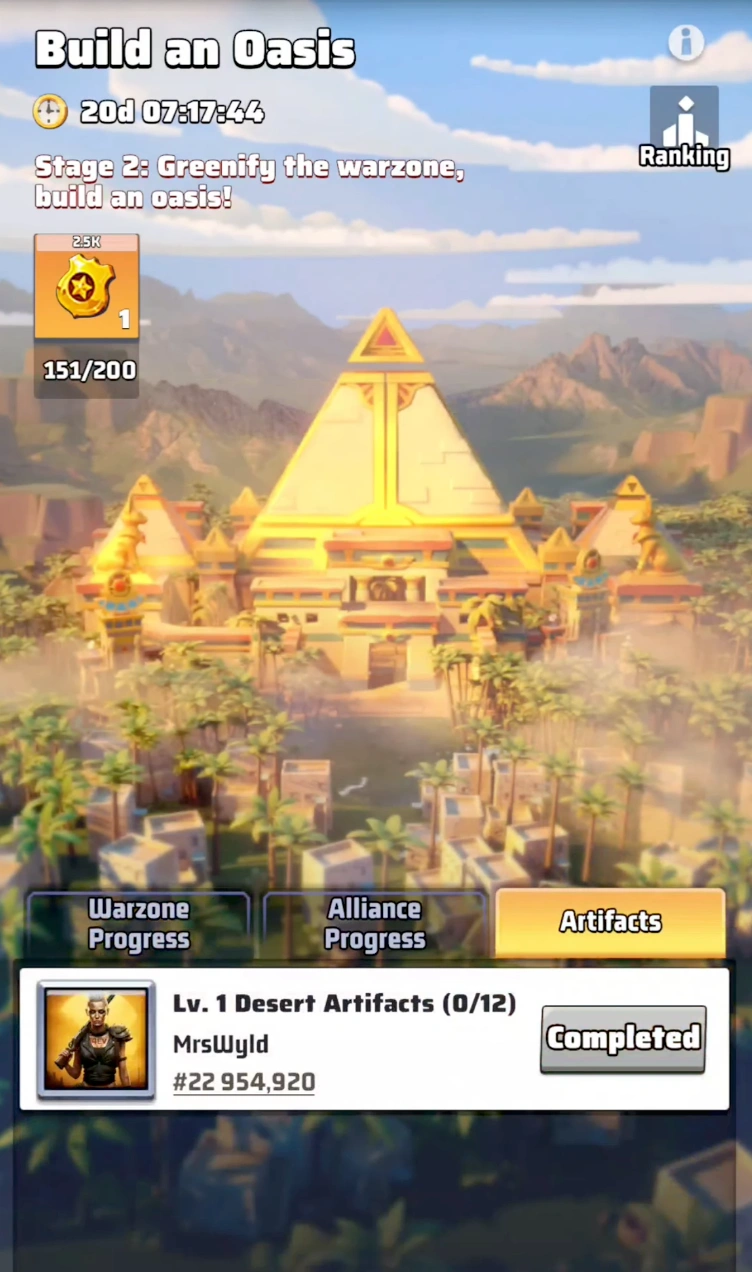 Finding limited Lv. 1 Desert Artifacts on the map in Last War Survival.