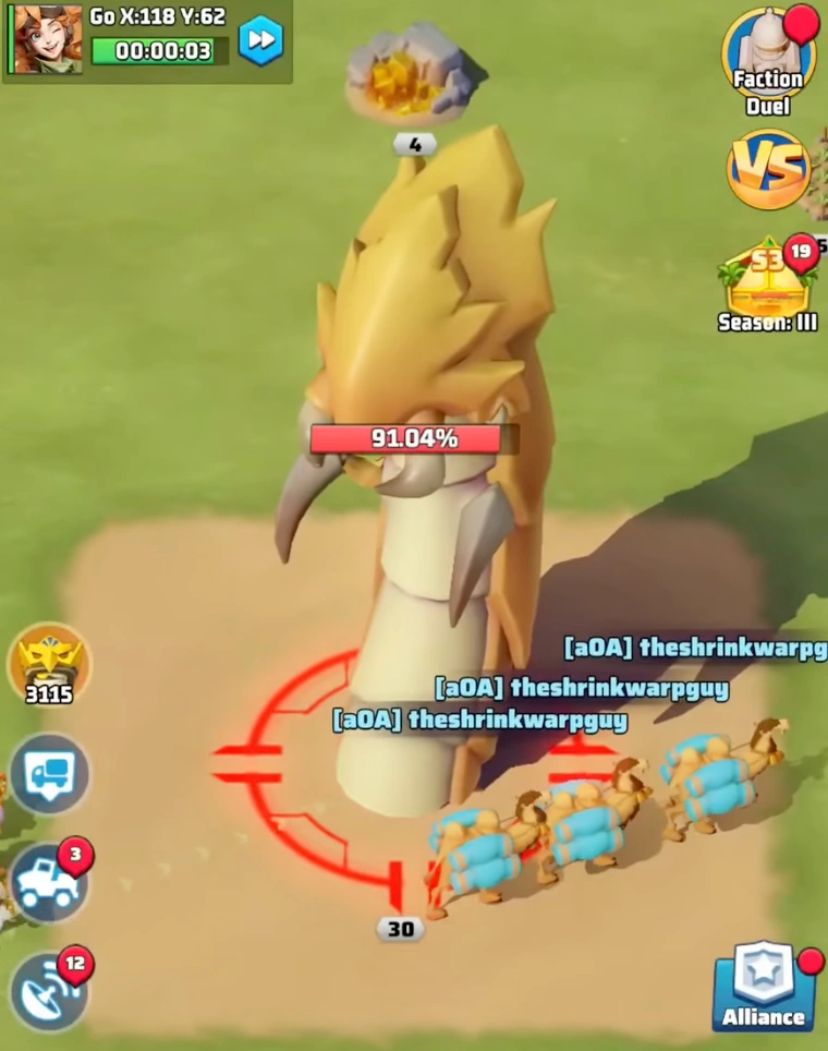 Defeating the large Sandworm boss for free rewards in Last War Survival Season 3 Week 6 event.