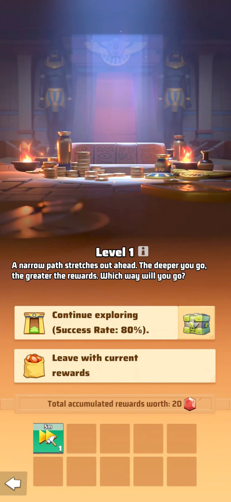 Desert Ruins radar event in Last War Survival showing the 20 percent failure risk warning.