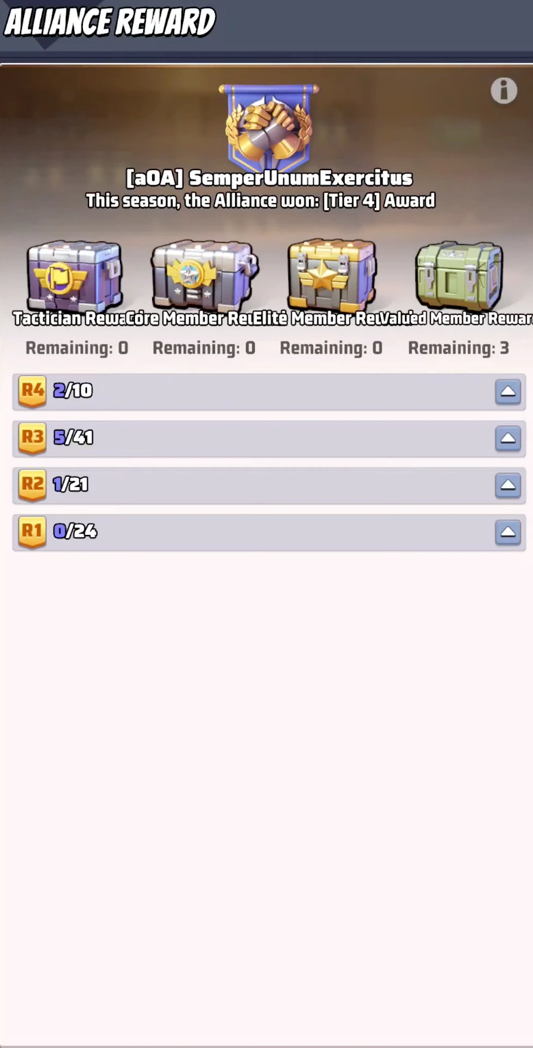 Taste of Victory alliance reward distribution screen in Last War Survival Season 3 Week 8.