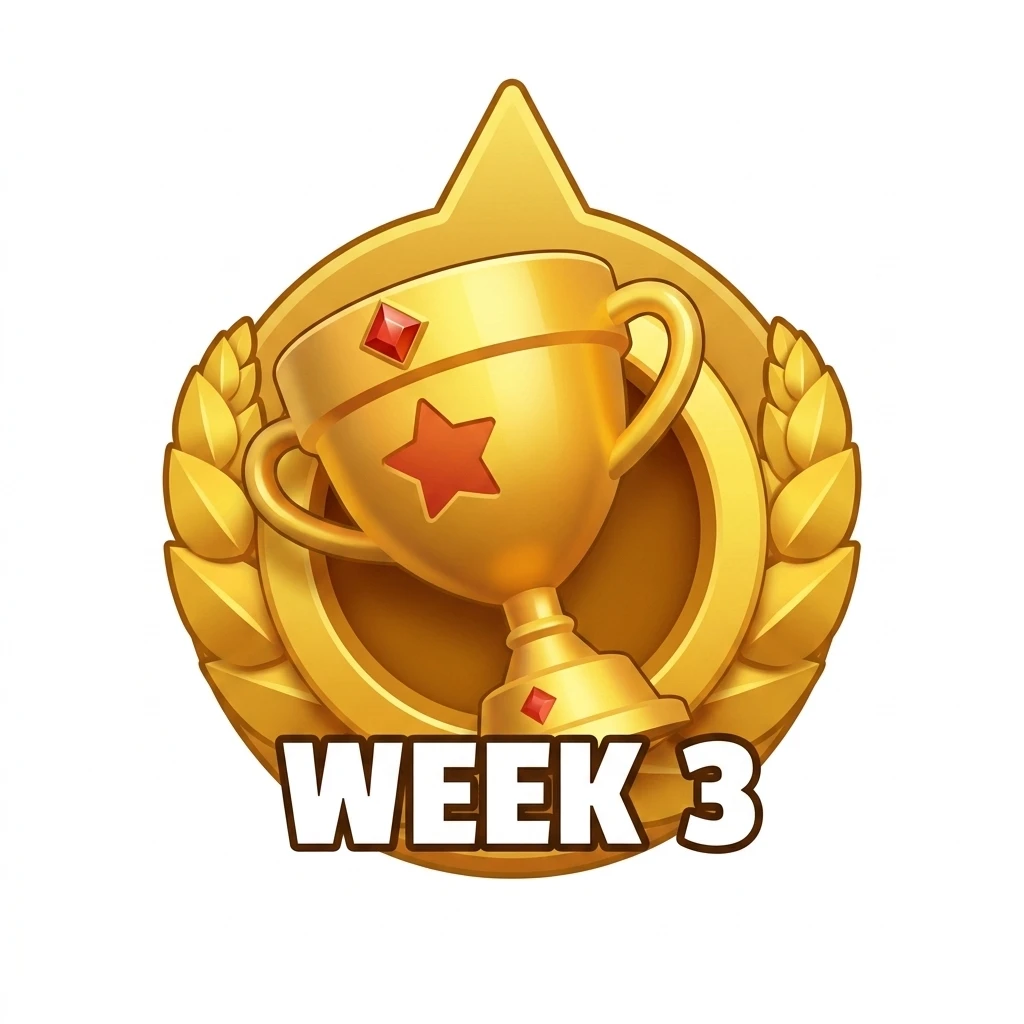 Golden trophy artwork labelled Week 3 for the Last War Survival Season 4 guide.